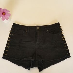 Forever 21 High Waisted Studded Shorts Black
